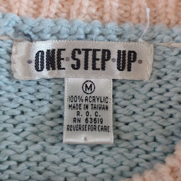 Vintage One Step Up Chevron Pattern Sweater Medium Acrylic Knit - Picture 4 of 13